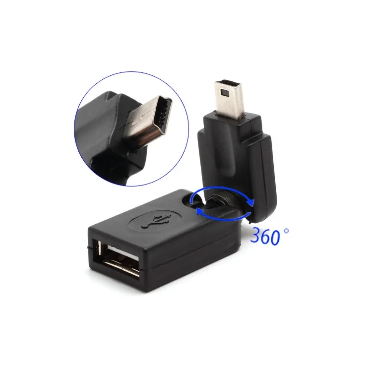 360 Degree Rotating Mini USB Male to USB Female Adapter Converter