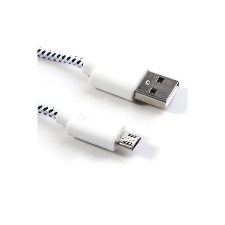 3M Nylon Woven MicroUSB Data Charge Cable for Samsung HTC LG Nokia Sony etc - White