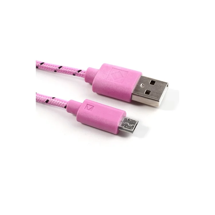 3M Nylon Woven MicroUSB Data Charger Cable for Samsung HTC LG Nokia Sony etc - Pink