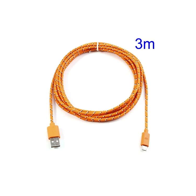 3M Nylon Woven MicroUSB Data Charger Cable for Samsung HTC LG Nokia Sony etc - Orange