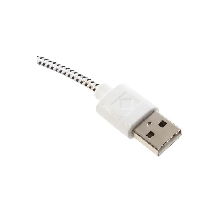 White 2M Nylon Woven MicroUSB V8 Data Charge Cable for Samsung HTC LG Nokia Sony etc