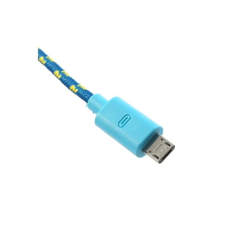 Blue 2M Nylon Woven MicroUSB V8 Data Charge Cable for Samsung HTC LG Nokia Sony etc