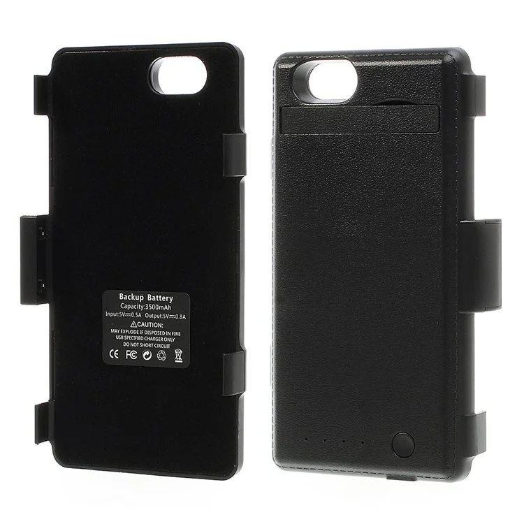 3500mAh Backup Battery Case Charger with Stand for Sony Xperia Z1 Compact D5503 - Black