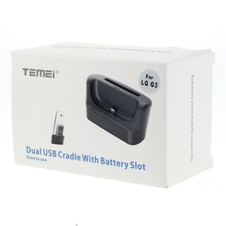 Portable 1.5A Cradle Holder Charger Dock w/ Battery Slot for LG G3 D850