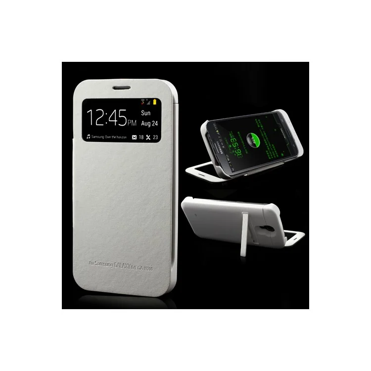 White S-View External Battery Case Flip Cover for Samsung Galaxy Mega 6.3 I9200, with Wake up / Sleep Function