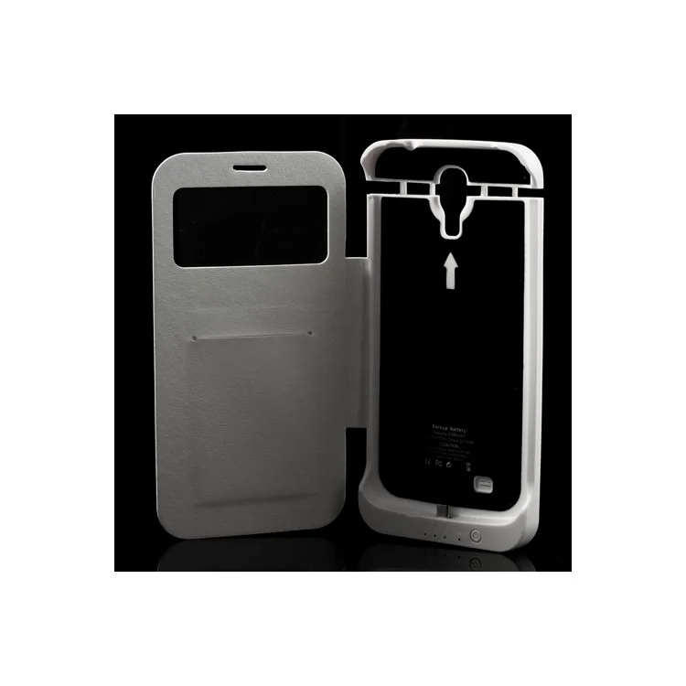 White S-View External Battery Case Flip Cover for Samsung Galaxy Mega 6.3 I9200, with Wake up / Sleep Function