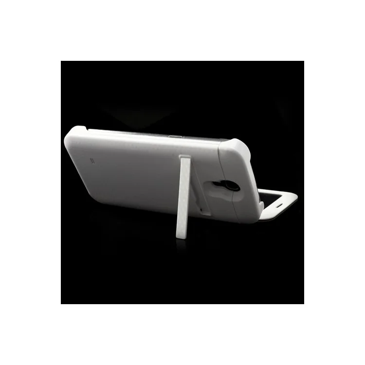 White S-View External Battery Case Flip Cover for Samsung Galaxy Mega 6.3 I9200, with Wake up / Sleep Function