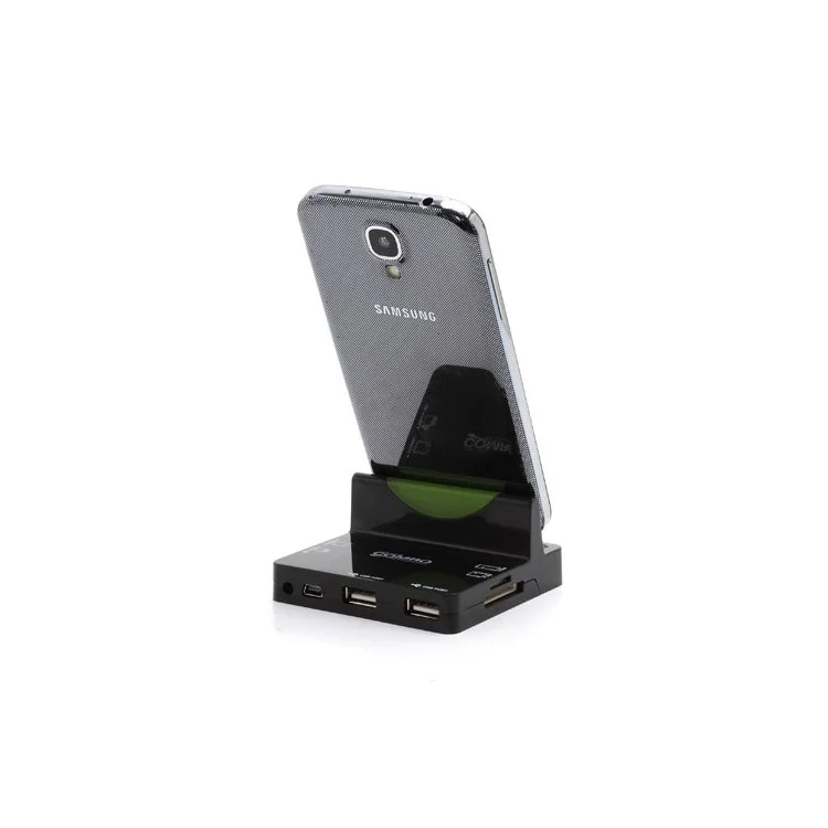 Black Combo USB Hubs + Card Reader + LED Docking Station Charger for Samsung Galaxy S 4 IV i9500 S3 I9300
