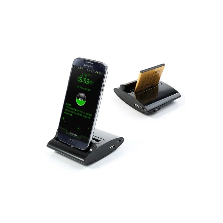 Black 3 in 1 OTG Charger Dock Station for Samsung Galaxy S4 i9500 w/ Battery Charger