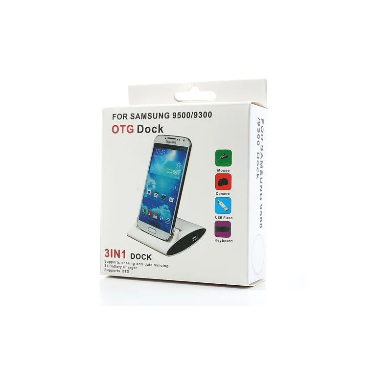 Black 3 in 1 OTG Charger Dock Station for Samsung Galaxy S4 i9500 w/ Battery Charger