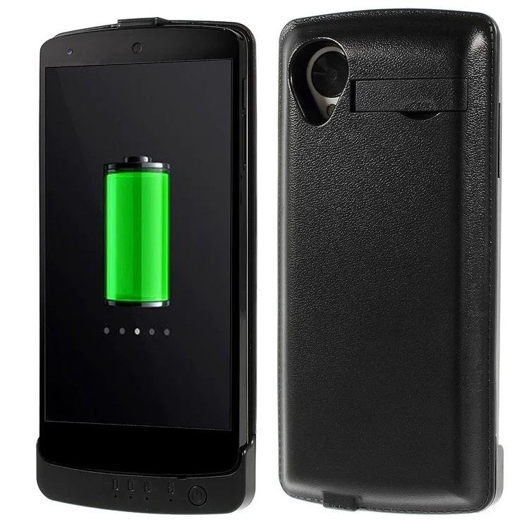 Black 3800mAh Battery Backup Charger Case for LG Google Nexus 5 D821 D820