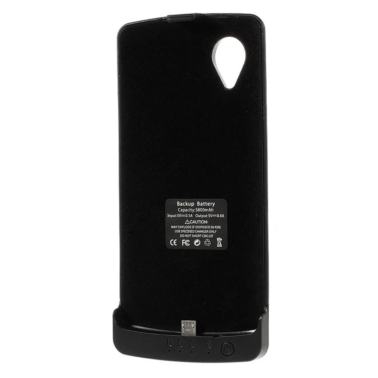 Black 3800mAh Battery Backup Charger Case for LG Google Nexus 5 D821 D820