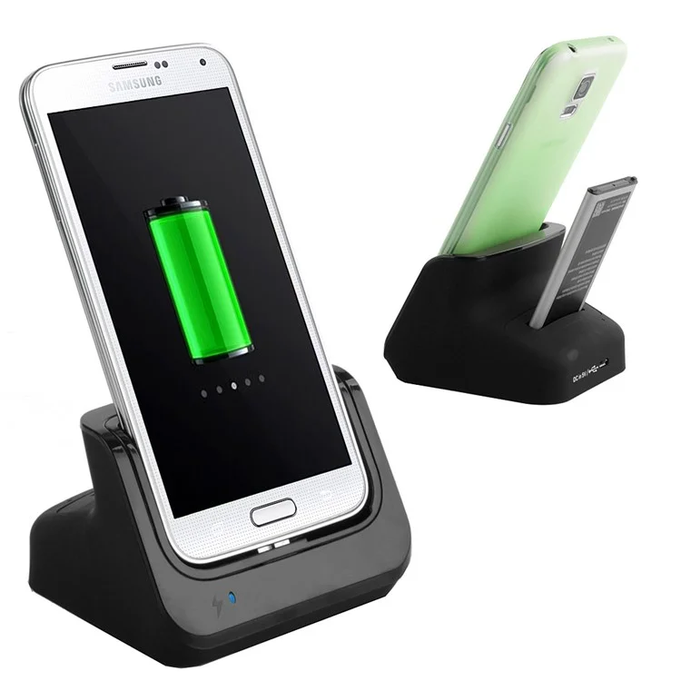 2 in 1 USB 3.0 Cradle Holder Charger Dock + Battery Slot for Samsung Galaxy S5 G900 - Black