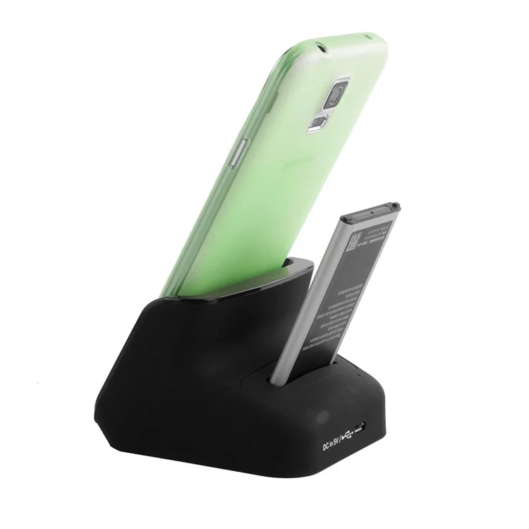 2 in 1 USB 3.0 Cradle Holder Charger Dock + Battery Slot for Samsung Galaxy S5 G900 - Black