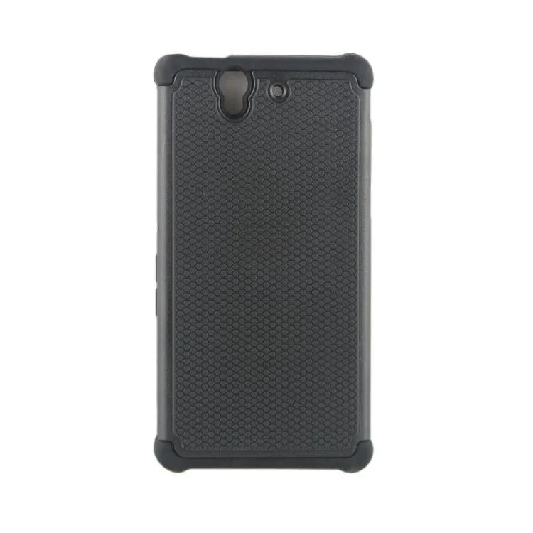 Football Grain PC + Silicone Hybrid Hard Case for Sony Xperia Z L36h C6602 C6603 - Black