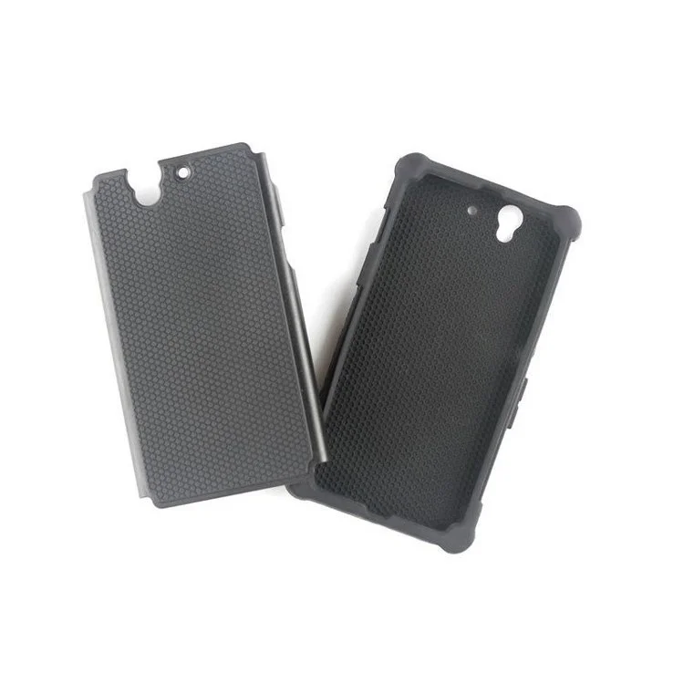 Football Grain PC + Silicone Hybrid Hard Case for Sony Xperia Z L36h C6602 C6603 - Black