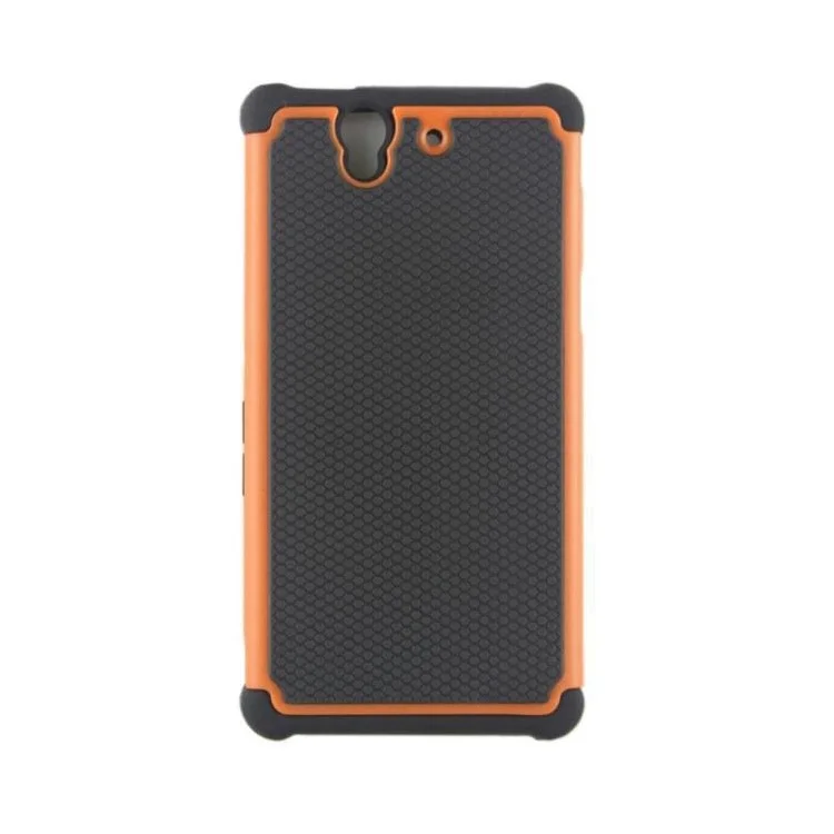 Football Grain Plastic + Silicone Combo Case for Sony Xperia Z L36h C6602 C6603 - Orange