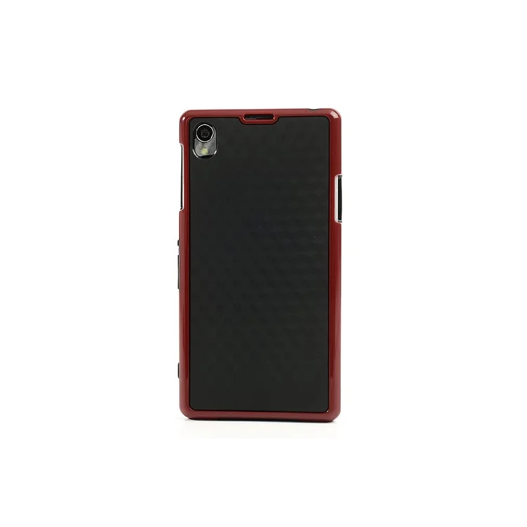 3D Cube Plastic & TPU Hybrid Case for Sony Xperia Z1 L39h C6903 C6902 C6906 - Black / Red