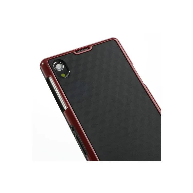 3D Cube Plastic & TPU Hybrid Case for Sony Xperia Z1 L39h C6903 C6902 C6906 - Black / Red