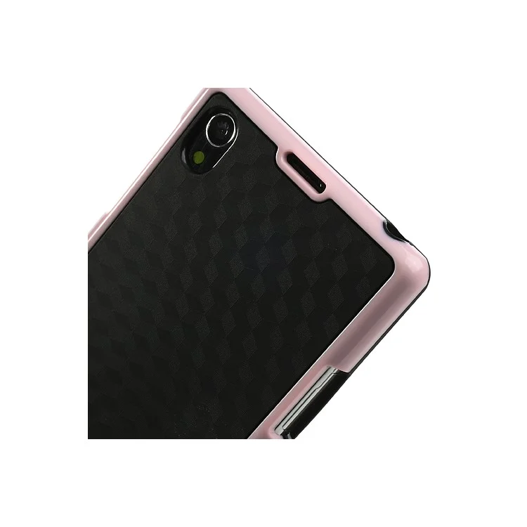 3D Cube PC & TPU Hybrid Cover for Sony Xperia Z1 L39h C6903 C6902 C6906 - Black / Pink