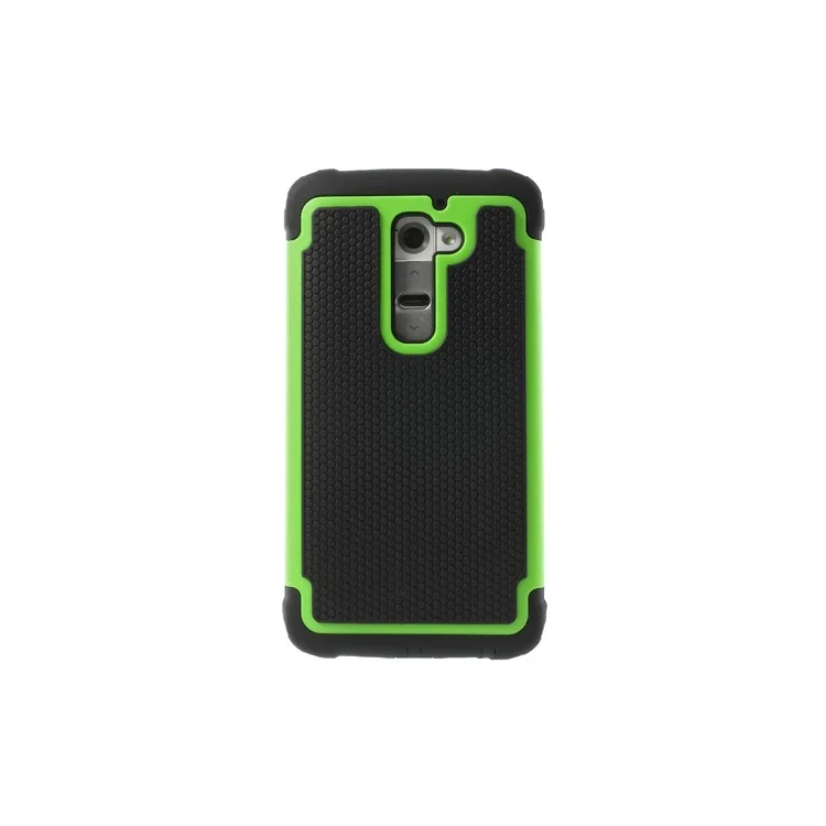 Green for LG Optimus G2 D801 D802 Football Grain PC & Silicone Combo Shell