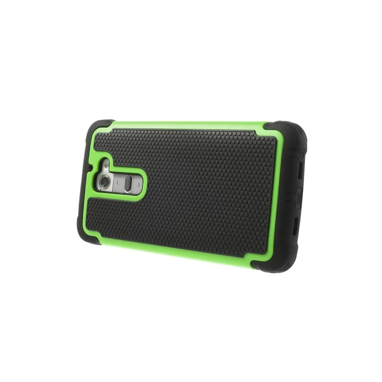 Green for LG Optimus G2 D801 D802 Football Grain PC & Silicone Combo Shell
