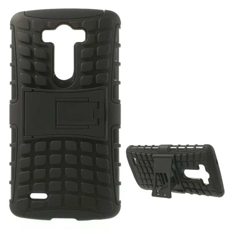 Black Detachable Silicone & Plastic Hybrid Stand Cover w/ Kickstand for LG G3 D850 D855 LS990