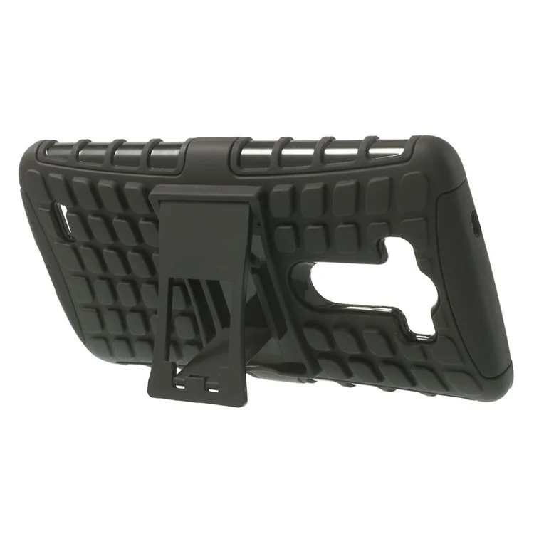 Black Detachable Silicone & Plastic Hybrid Stand Cover w/ Kickstand for LG G3 D850 D855 LS990