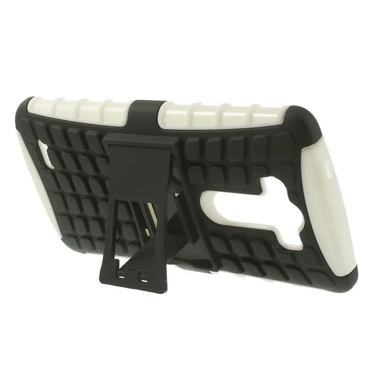 Black / White Detachable Silicone & Plastic Hybrid Stand Case w/ Kickstand for LG G3 D850 D855 LS990