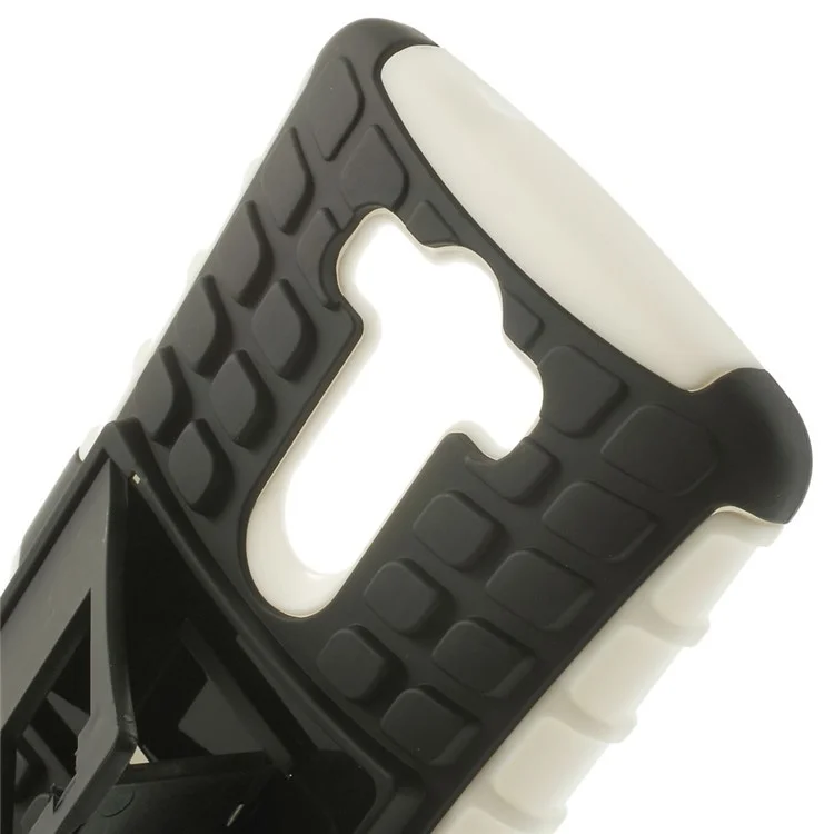 Black / White Detachable Silicone & Plastic Hybrid Stand Case w/ Kickstand for LG G3 D850 D855 LS990