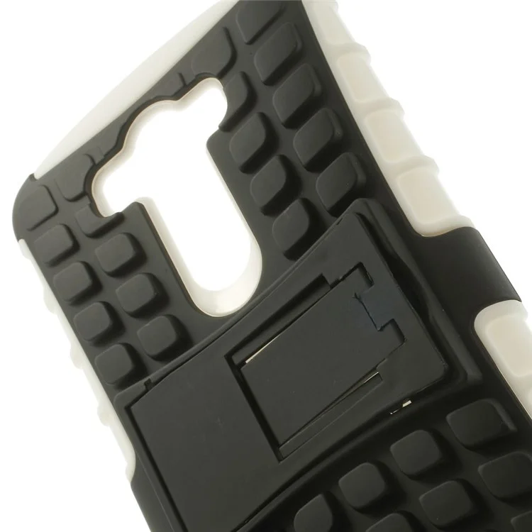 Black / White Detachable Silicone & Plastic Hybrid Stand Case w/ Kickstand for LG G3 D850 D855 LS990