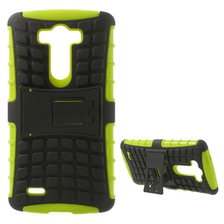 Black / Green Detachable TPU & Plastic Hybrid Case w/ Kickstand for LG G3 D850 D855 LS990