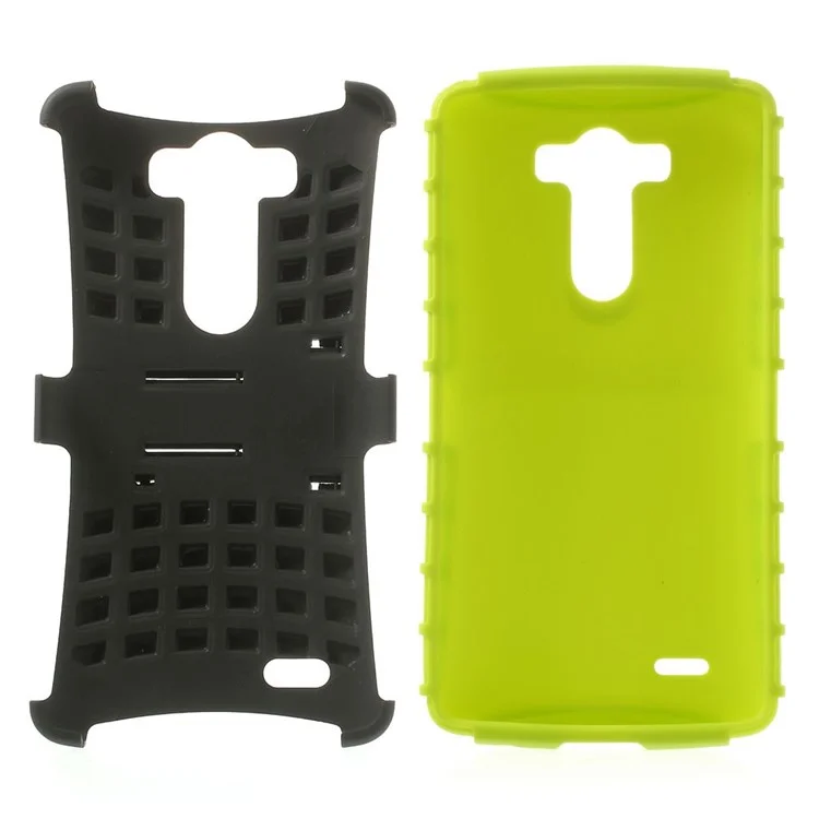 Black / Green Detachable TPU & Plastic Hybrid Case w/ Kickstand for LG G3 D850 D855 LS990
