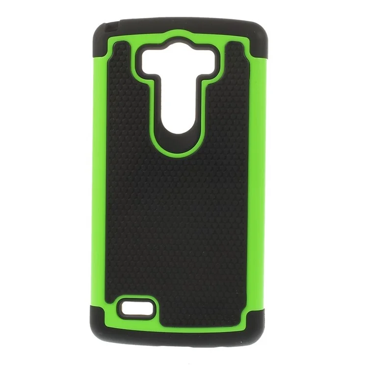 For LG G3 D850 D855 LS990 Football Grain PC + Silicone Combo Shell - Green