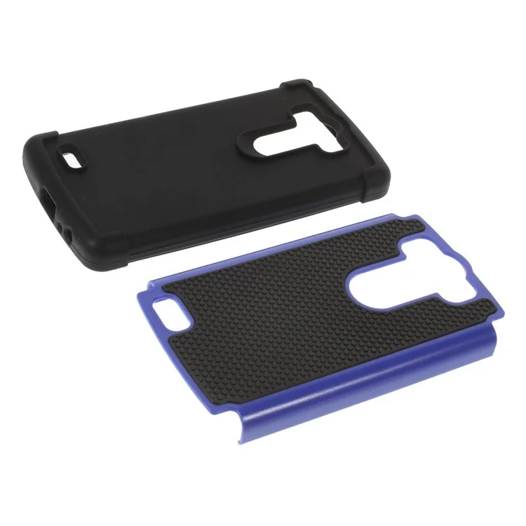 For LG G3 D850 D855 LS990 Football Grain PC + Silicone Combo Shell - Blue