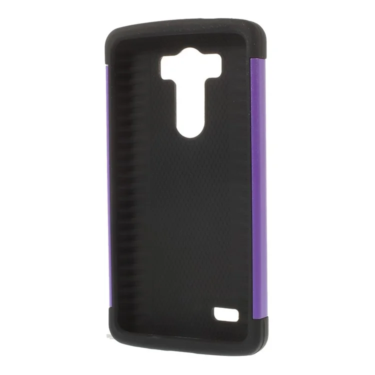 For LG G3 D850 D855 LS990 Football Grain PC + Silicone Combo Shell - Purple