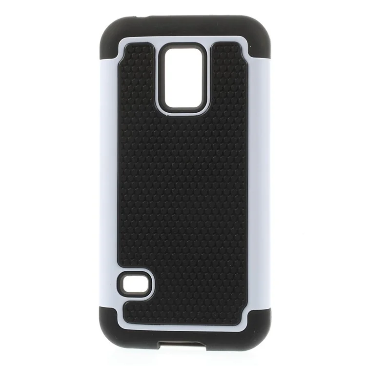 Football Grain Detachable PC + Silicone Combo Cover for Samsung Galaxy S5 Mini G800 - White