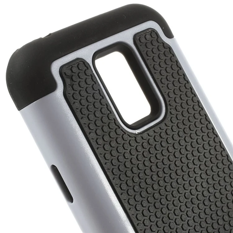 Football Grain Detachable PC + Silicone Combo Cover for Samsung Galaxy S5 Mini G800 - White