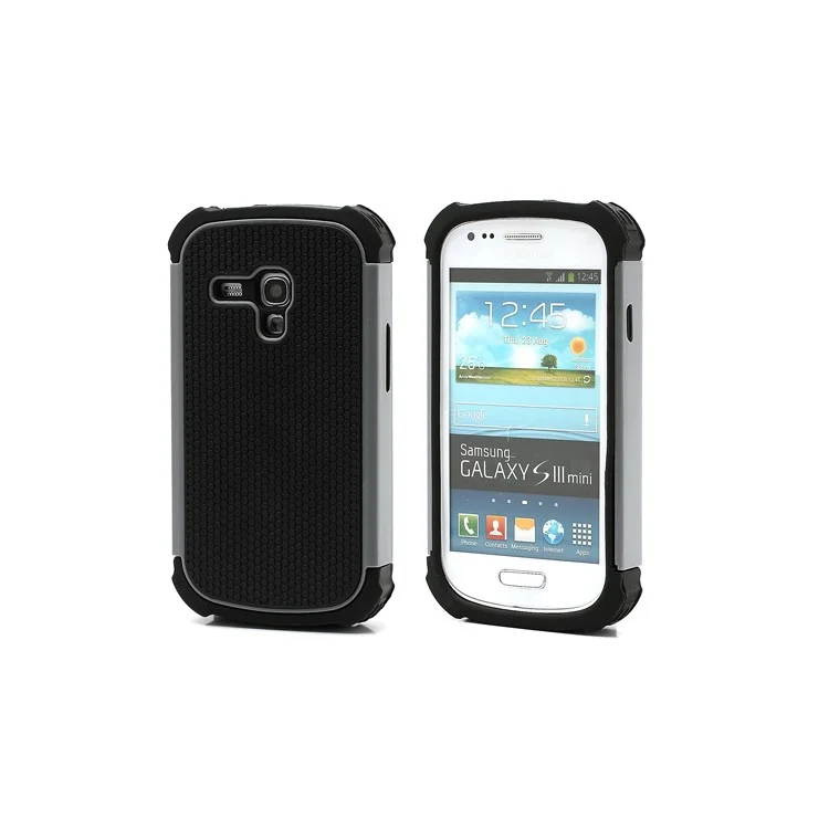 High Impact Combo Plastic & Silicone Case Cover for Samsung Galaxy S3 Mini I8190 - Black / Grey