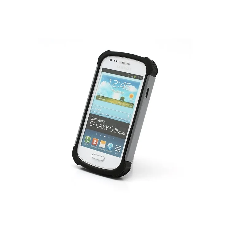 High Impact Combo Plastic & Silicone Case Cover for Samsung Galaxy S3 Mini I8190 - Black / Grey