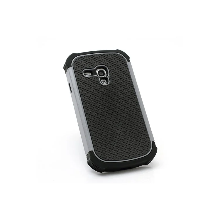 High Impact Combo Plastic & Silicone Case Cover for Samsung Galaxy S3 Mini I8190 - Black / Grey