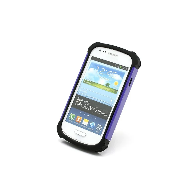 High Impact Combo Plastic & Silicone Case Cover for Samsung Galaxy S3 Mini I8190 - Black / Dark Blue