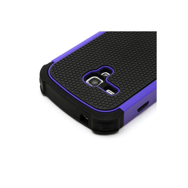 High Impact Combo Plastic & Silicone Case Cover for Samsung Galaxy S3 Mini I8190 - Black / Dark Blue