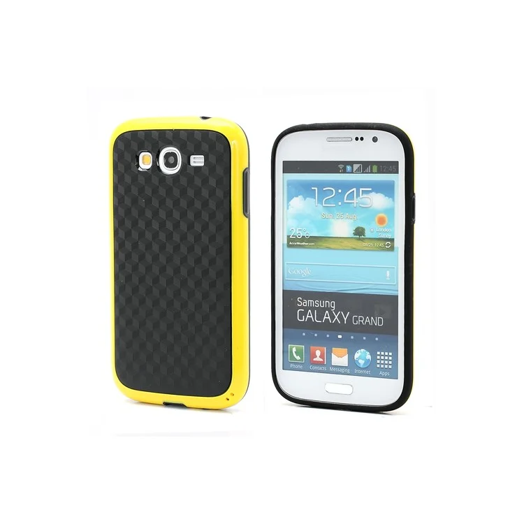 3D Cube Plastic & TPU Case Cover for Samsung Galaxy Grand I9080 I9082 - Black / Yellow