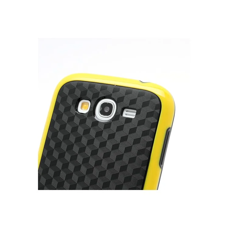 3D Cube Plastic & TPU Case Cover for Samsung Galaxy Grand I9080 I9082 - Black / Yellow