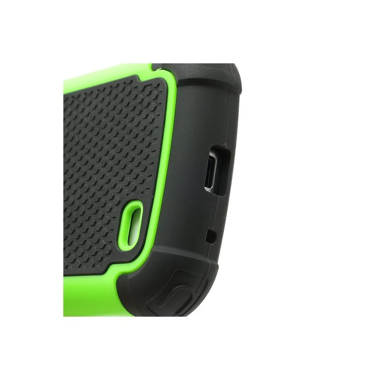 Soft Silicone + Rugged Hexagon PC Hybrid Case for Samsung Galaxy S4 mini i9190 i9195 - Black / Green