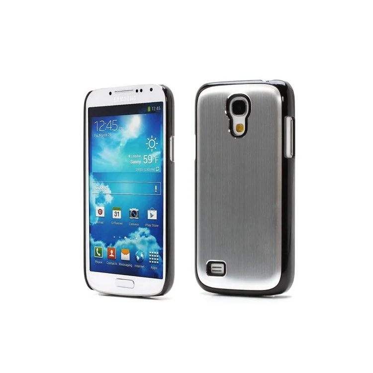 Silver Brushed Aluminum Skin Plastic Hard Cover for Samsung Galaxy S4 mini I9190 I9192 I9195