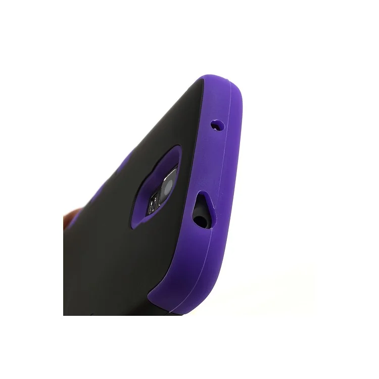 Rubberized Plastic & Silicone Hybrid Combo Case for Samsung Galaxy S4 Active I9295 I537 - Black / Purple