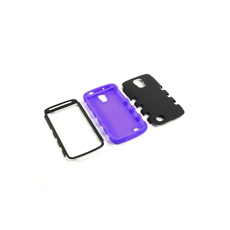 Rubberized Plastic & Silicone Hybrid Combo Case for Samsung Galaxy S4 Active I9295 I537 - Black / Purple