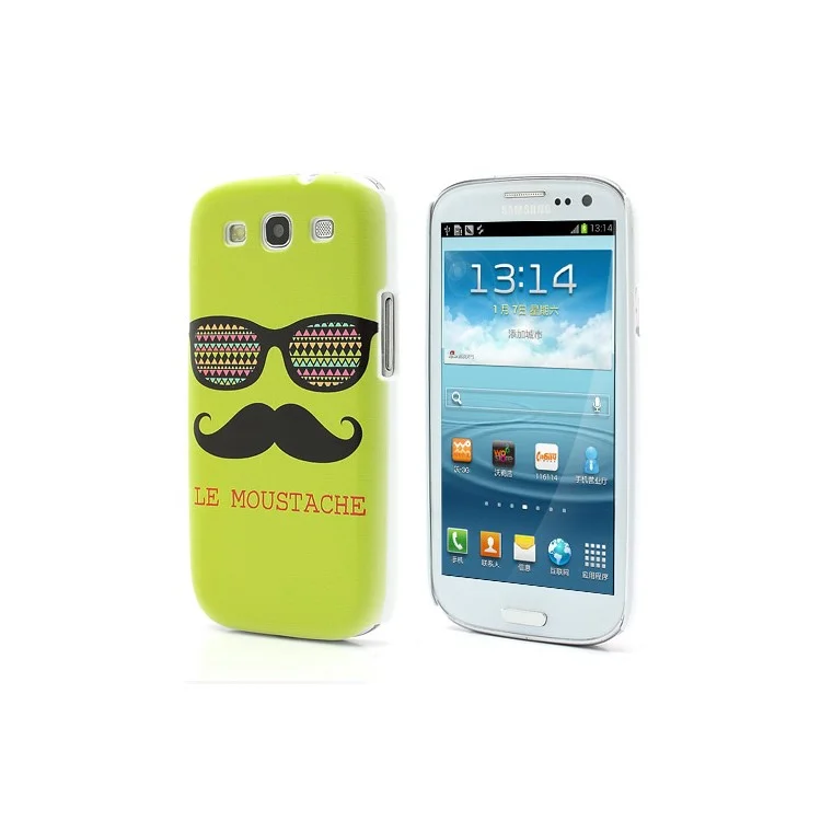 Green Le Moustache Plastic Case Cover for Samsung Galaxy S 3 SIII I9300